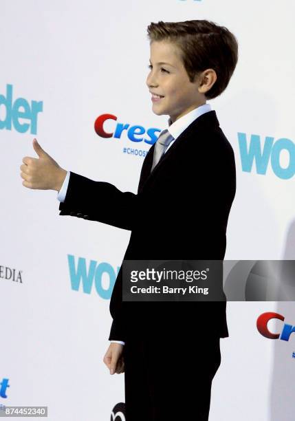 Actor Jacob Tremblay attends the premiere of Lionsgates's' 'Wonder' at Regency Village Theatre on November 14, 2017 in Westwood, California.