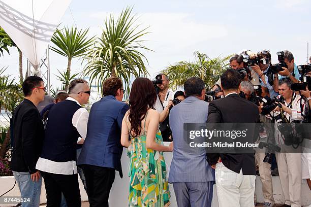 Johnnie To, Simon Yam, Johnny Hallyday, Michelle Ye and Anthony Wong attends the Vengeance Photocall at the Palais Des Festivals during the 62nd...