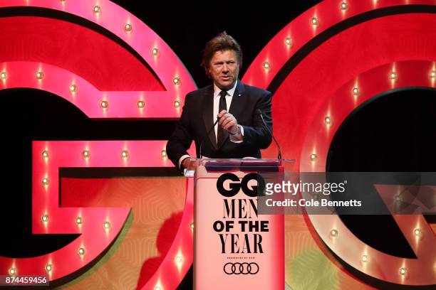Richard Wilkins presents the award for International Icon during the GQ Men Of The Year Awards Ceremony at The Star on November 15, 2017 in Sydney,...