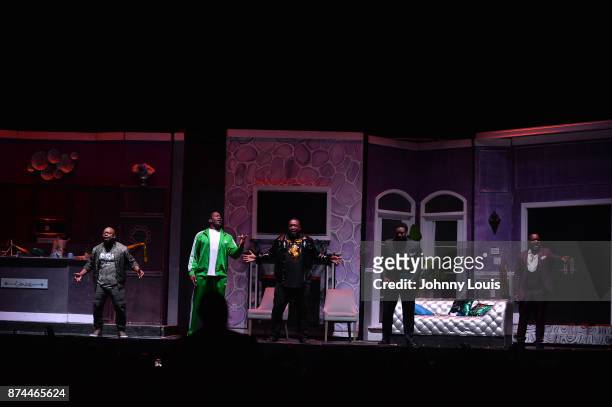 Gary "Lil G" Jenkins, Priest Tyaire, Chris Bolton, Canton Jones and Johnny Gill perform onstage during Priest Tyaire Productions Momma’s Boy stage...