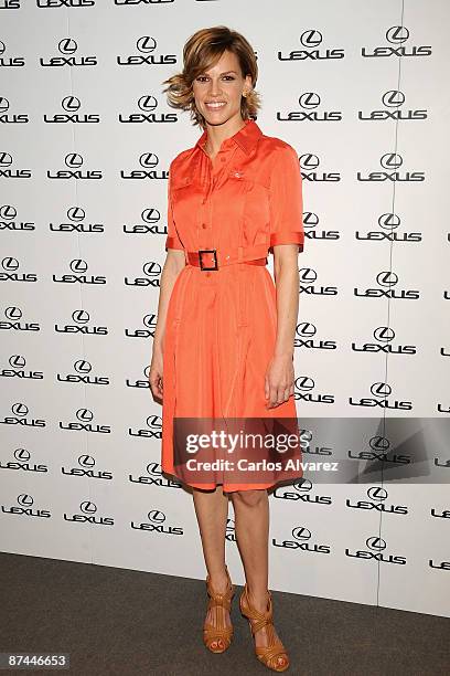 Actress Hilary Swank attends Madrid Open Tennis final at the Caja Magica on May 17, 2009 in Madrid, Spain.