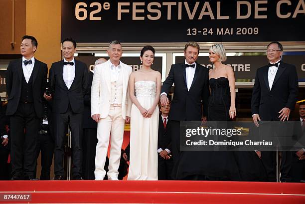 Actors Anthony Wong, Simon Yam, Siu-Fai Cheung, Michelle Ye actor and singer Johnny Hallyday, his wife Laeticia Hallyday and director Johnnie To...