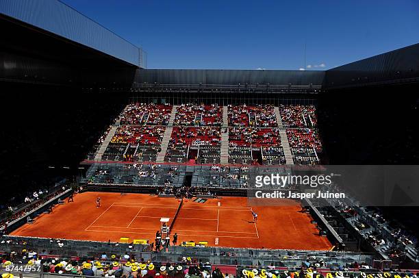 General view of the Manolo Santana centre court for the Dinara Safina of Russia against Caroline Wozniacki of Denmark final Madrid Open tennis...