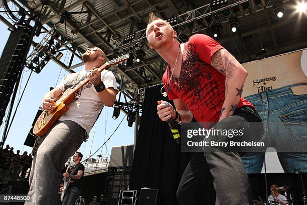 Scott Bartlett and Jared Weeks of Saving Abel perform during the 2009 Rock On The Range festival at Columbus Crew Stadium on May 17, 2009 in...