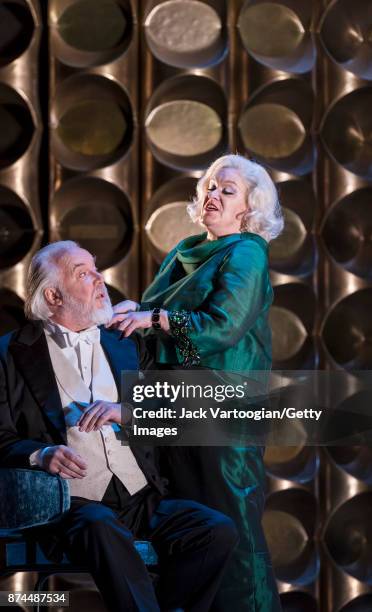 British bass Sir John Tomlinson and mezzo-soprano Alice Coote perform at the final dress rehearsal prior to the US premiere of 'The Exterminating...