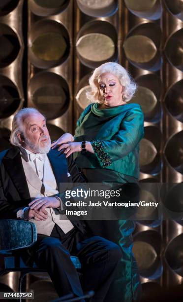 British bass Sir John Tomlinson and mezzo-soprano Alice Coote perform at the final dress rehearsal prior to the US premiere of 'The Exterminating...