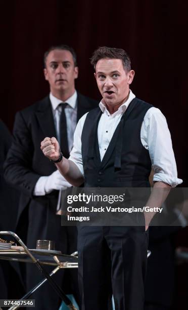 English countertenor Iestyn Davies and American bass-baritone Christian Van Horn perform at the final dress rehearsal prior to the US premiere of...