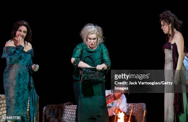 Fore, from left, British mezzo-sopranos Christine Rice and Alice Coote , and American soprano Audrey Luna perform at the final dress rehearsal prior...