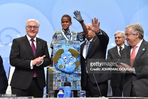 German President Frank-Walter Steinmeier , UN Secretary-General ANtonio Guterres and Frank Bainimarama , Prime Minister of Fiji and President of the...