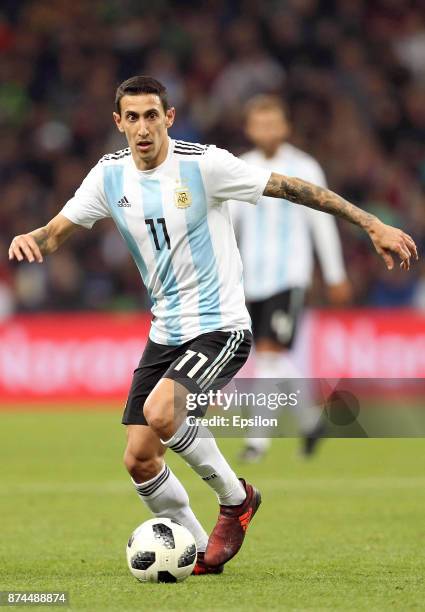 Fernando Belluschi of Argentina drives the ball during an international friendly match between Argentina and Nigeria at Krasnodar Stadium on November...