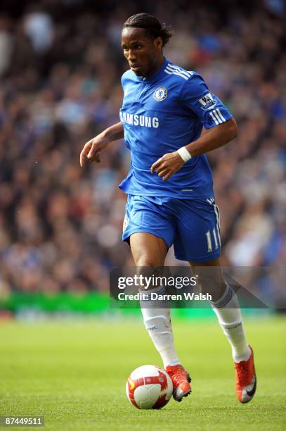 Didier Drogba of Chelsea in action during the Barclays Premier League match between Chelsea and Blackburn Rovers at Stamford Bridge on May 17, 2009...