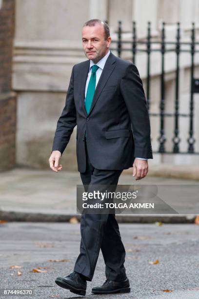 European People's Party chairman Germany's Manfred Weber arrives at Downing street in central London for talks with British Prime Minister Theresa...