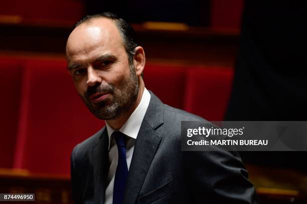 French Prime Minister Edouard Philippe attends a session of questions to the government at the National Assembly in Paris on November 15, 2017.