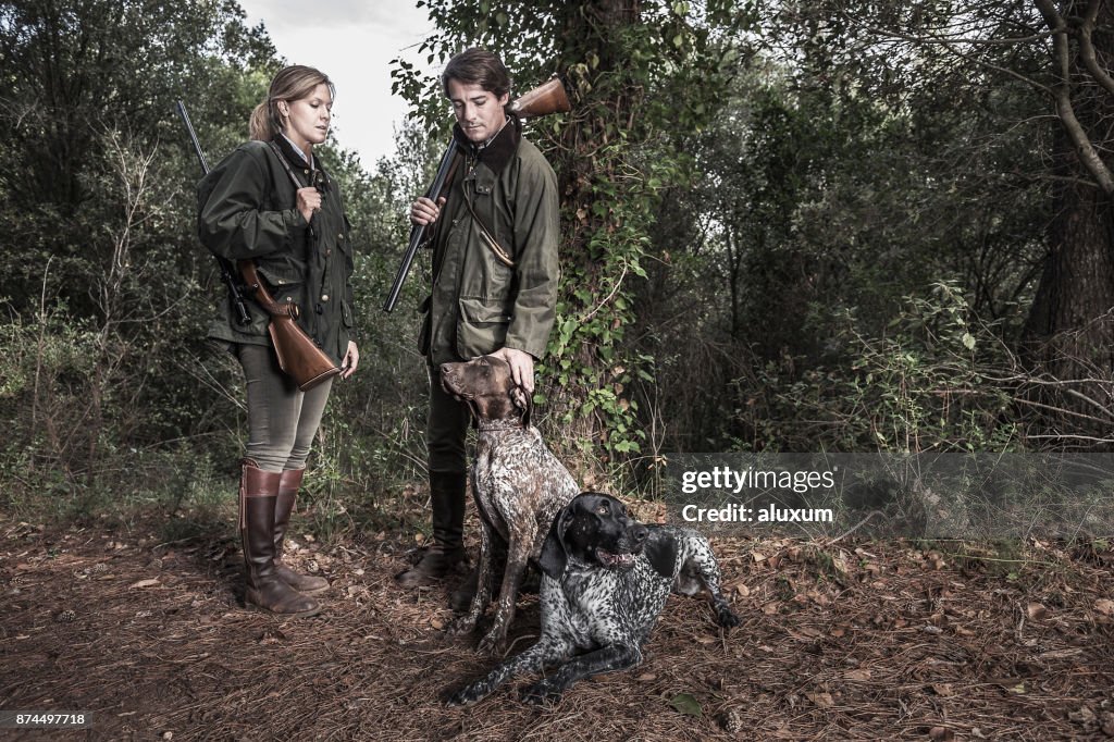 Chasseurs avec Braque allemand