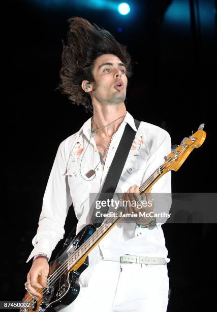 Tyson Ritter of All-American Rejects performs on stage during Z100's Zootopia 2009 presented by IZOD FRAGRANCE at Izod Center on May 16, 2009 in East...