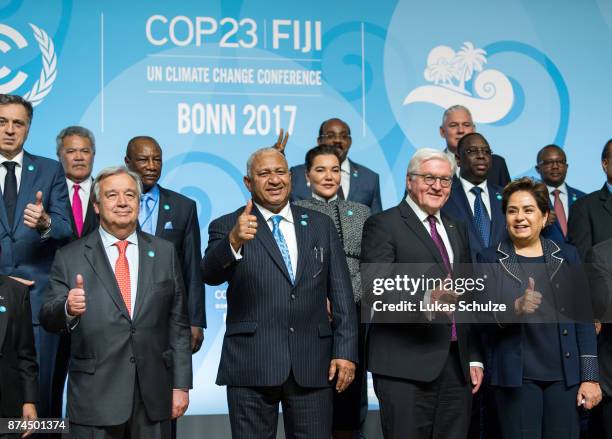 Antonio Guterres, Secretary General of the United Nations, Frank Bainimarama, Prime Minister of Fiji and President of the COP23, German President...