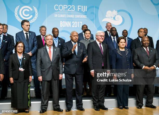 Antonio Guterres, Secretary General of the United Nations, Frank Bainimarama, Prime Minister of Fiji and President of the COP23, German President...