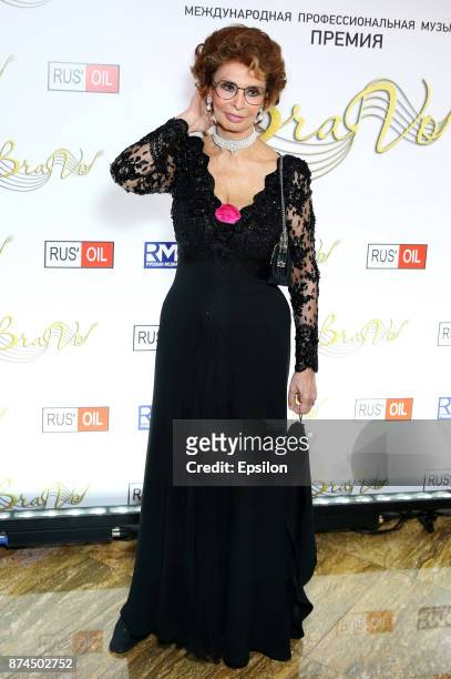 Italian actress Sophia Loren attends the BraVo international professional musical awards at "Europeisky" halll on November 14, 2017 in Moscow, Russia.