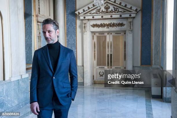 Spanish actor Ernesto Alterio poses for a portrait session after the presentation of the play 'Troyanas' by Euripides at the Espanol Theatre on...