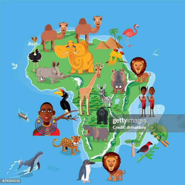 africa animals map - african savanna map stock illustrations