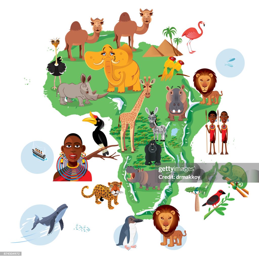 Kaart van Afrika-dieren