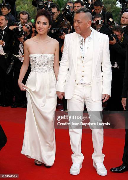 Anthony Wong and Michele Ye attend the Vengeance Premiere at the Grand Theatre Lumiere during the 62nd Annual Cannes Film Festival on May 17, 2009 in...