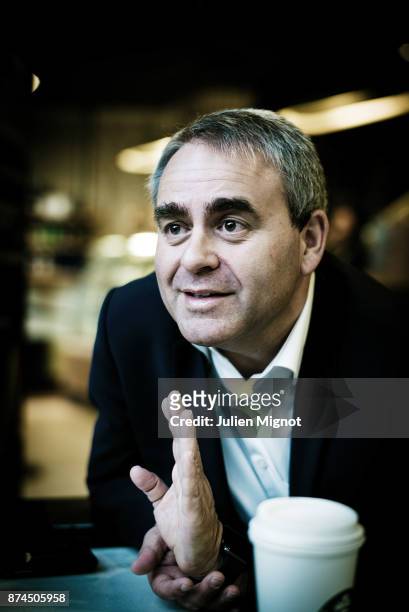 Politician Xavier Bertrand is photographed for Le Monde on September, 2015 in Paris, France.
