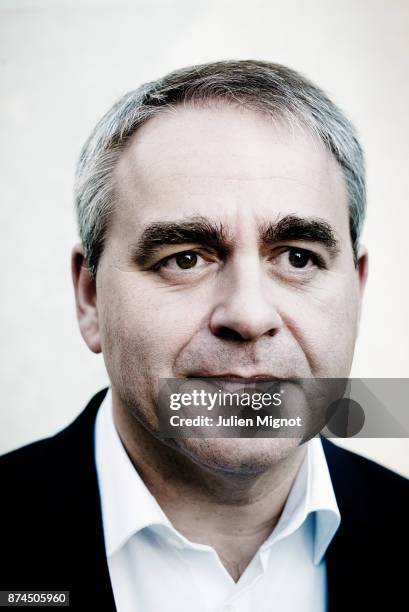 Politician Xavier Bertrand is photographed for Le Monde on September, 2015 in Paris, France.