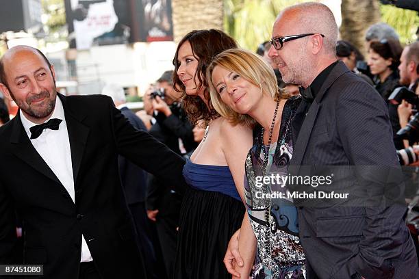 Kad Merad, Emmanuelle Cosso Merad, guest and Olivier Baroux attend the 'Vengeance' Premiere at the Palais De Festival during the 62nd International...