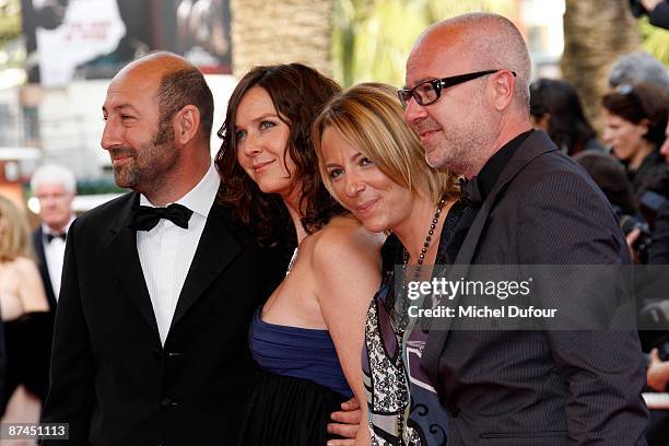 Kad Merad, Emmanuelle Cosso Merad, guest and Olivier Baroux attends the 'Vengeance' Premiere at the Palais De Festival during the 62nd International...