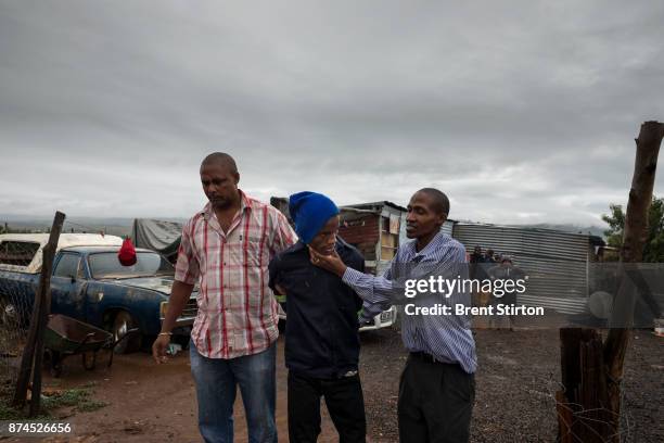 South African Police and members of Heritage Protection Group, an NGO specializing in serious crime investigation, arrest farm attackers in...