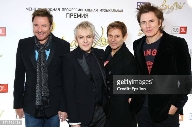 Simon Le Bon, Nick Rhodes, Roger Taylor, John Taylor of British band Duran Duran attend the 'BraVo' international professional musical awards at...