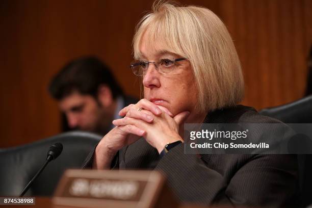 Senate Health, Education, Labor and Pensions Committee ranking member Sen. Patty Murray listens to testimony during a hearing in the Dirksen Senate...