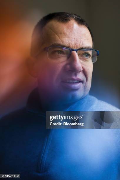 Stephane Bancel, chief executive officer of Moderna Therapeutics Inc., stands for a photograph at the company's office in Cambridge, Massachusetts,...