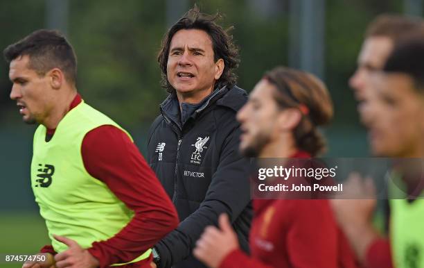 Zeljko Buvac of Liverpool takes the training session during a training session at Melwood Training Ground on November 15, 2017 in Liverpool, England.