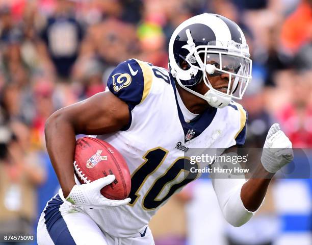 Pharoh Cooper of the Los Angeles Rams returns a punt during the third quarter against the Houston Texans at Los Angeles Memorial Coliseum on November...