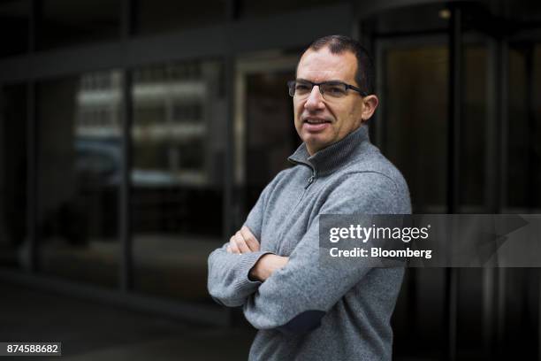 Stephane Bancel, chief executive officer of Moderna Therapeutics Inc., stands for a photograph at the company's office in Cambridge, Massachusetts,...