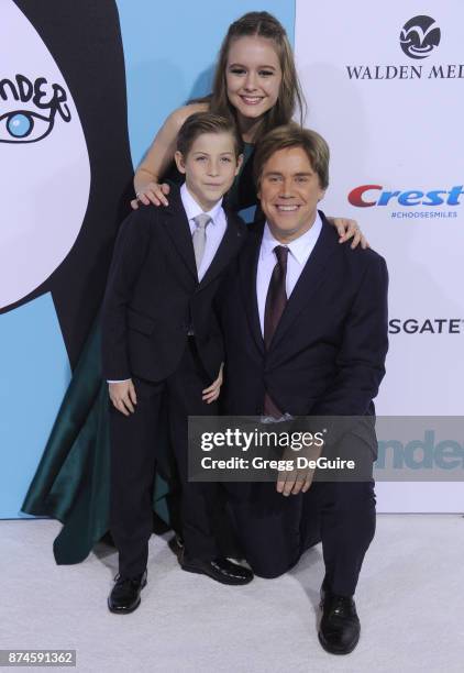 Izabela Vidovic, Jacob Tremblay and director Stephen Chbosky arrive at the premiere of Lionsgate's "Wonder" at Regency Village Theatre on November...