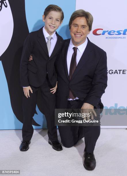 Jacob Tremblay and director Stephen Chbosky arrive at the premiere of Lionsgate's "Wonder" at Regency Village Theatre on November 14, 2017 in...