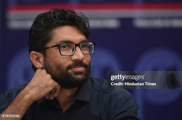 Gujarat Dalit leader Jignesh Mewani during the press conference at press club on November 15, 2017 in New Delhi, India. Dalit leader Jignesh Mevani...