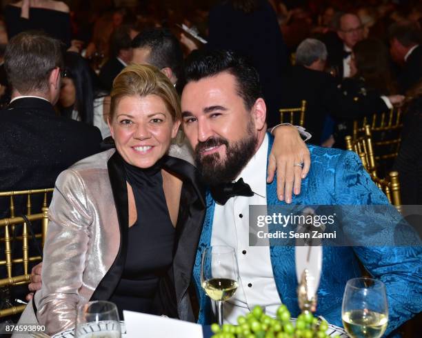 Virginie Morgon and Chris Salgardo attend Sidney Toledano and Peter Marino being honored at French Institute Alliance Francaise's Trophee des Arts...