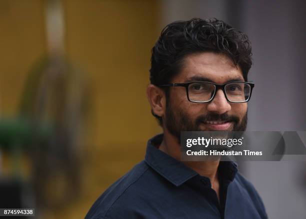 Gujarat Dalit leader Jignesh Mewani during the press conference at press club on November 15, 2017 in New Delhi, India. Dalit leader Jignesh Mevani...