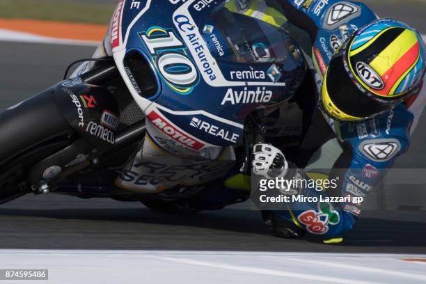 Xavier Simeon of Belgium and Reale Avintia Racing rounds the bend during the MotoGP Tests In Valencia day 2 at Comunitat Valenciana Ricardo Tormo...