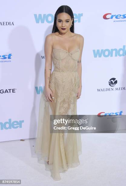 Bea Miller arrives at the premiere of Lionsgate's "Wonder" at Regency Village Theatre on November 14, 2017 in Westwood, California.