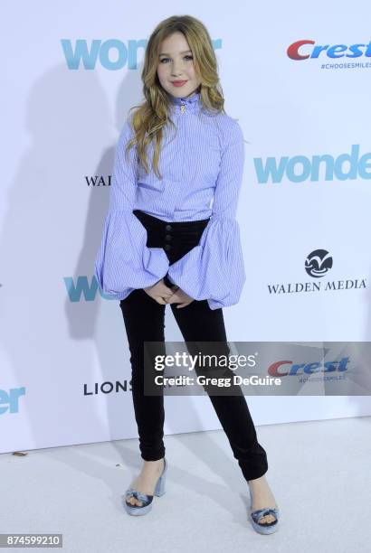 Ella Anderson arrives at the premiere of Lionsgate's "Wonder" at Regency Village Theatre on November 14, 2017 in Westwood, California.