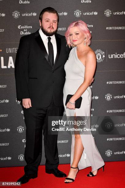 John Bradley West and guest attend the United for Unicef Gala Dinner at Old Trafford on November 15, 2017 in Manchester, England.