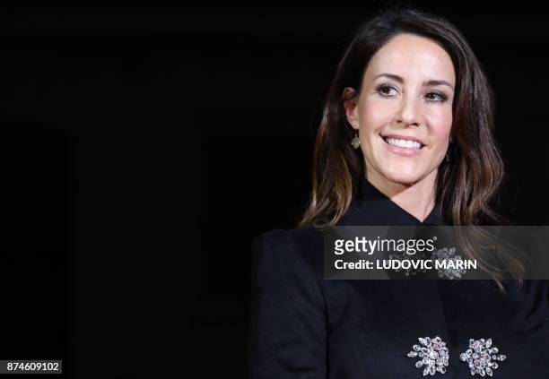 Princess Marie of Denmark poses in front of the BHV Marais in Paris on November 15 as the Princess turned on the Christmas lights at the iconic store...