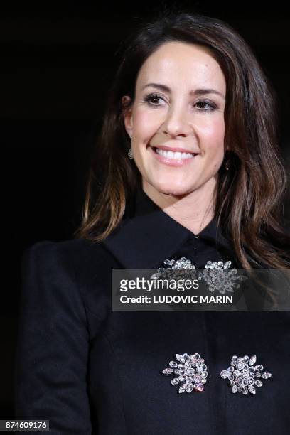 Princess Marie of Denmark poses in front of the BHV Marais in Paris on November 15 as the Princess turned on the Christmas lights at the iconic store...