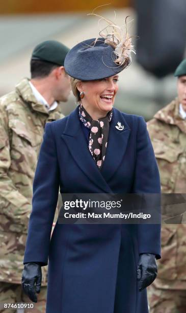 Sophie, Countess of Wessex attends 5 Rifles homecoming parade following a nine month operational deployment to Estonia at Ward Barracks, Bulford Camp...