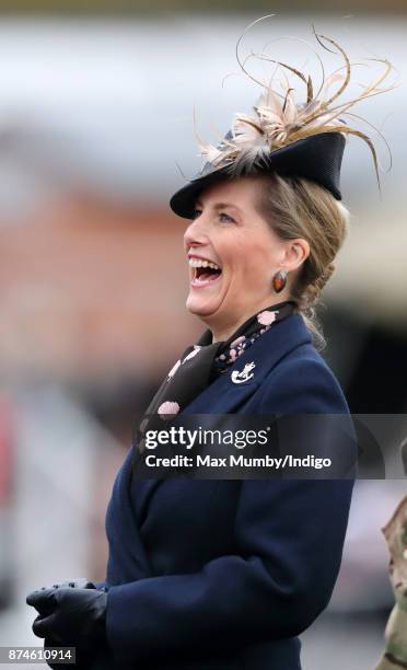 Sophie, Countess of Wessex attends 5 Rifles homecoming parade following a nine month operational deployment to Estonia at Ward Barracks, Bulford Camp...